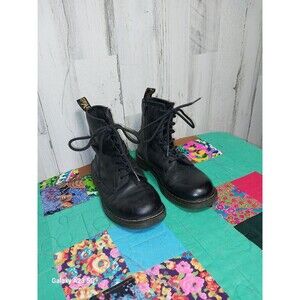 Dr. Martens Women Sz 5 Men Sz 6 1460Y Black Leather Lace Up Side Zip Combat Boot